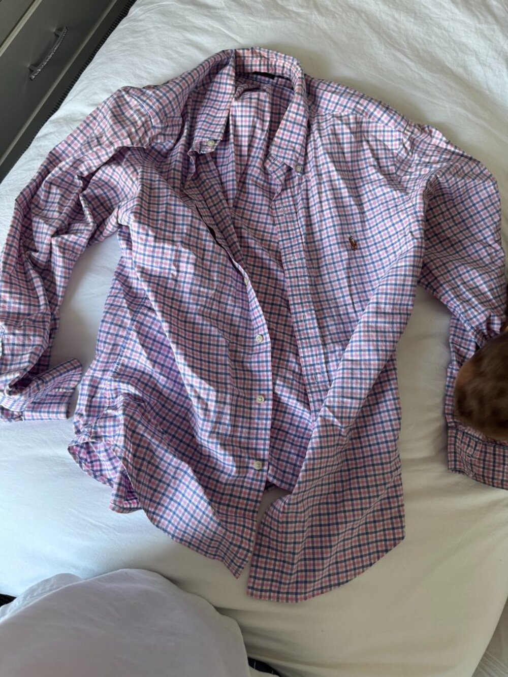 Ralph Lauren Slim Fit Stretch Oxford Shirt — Pink Blue Check